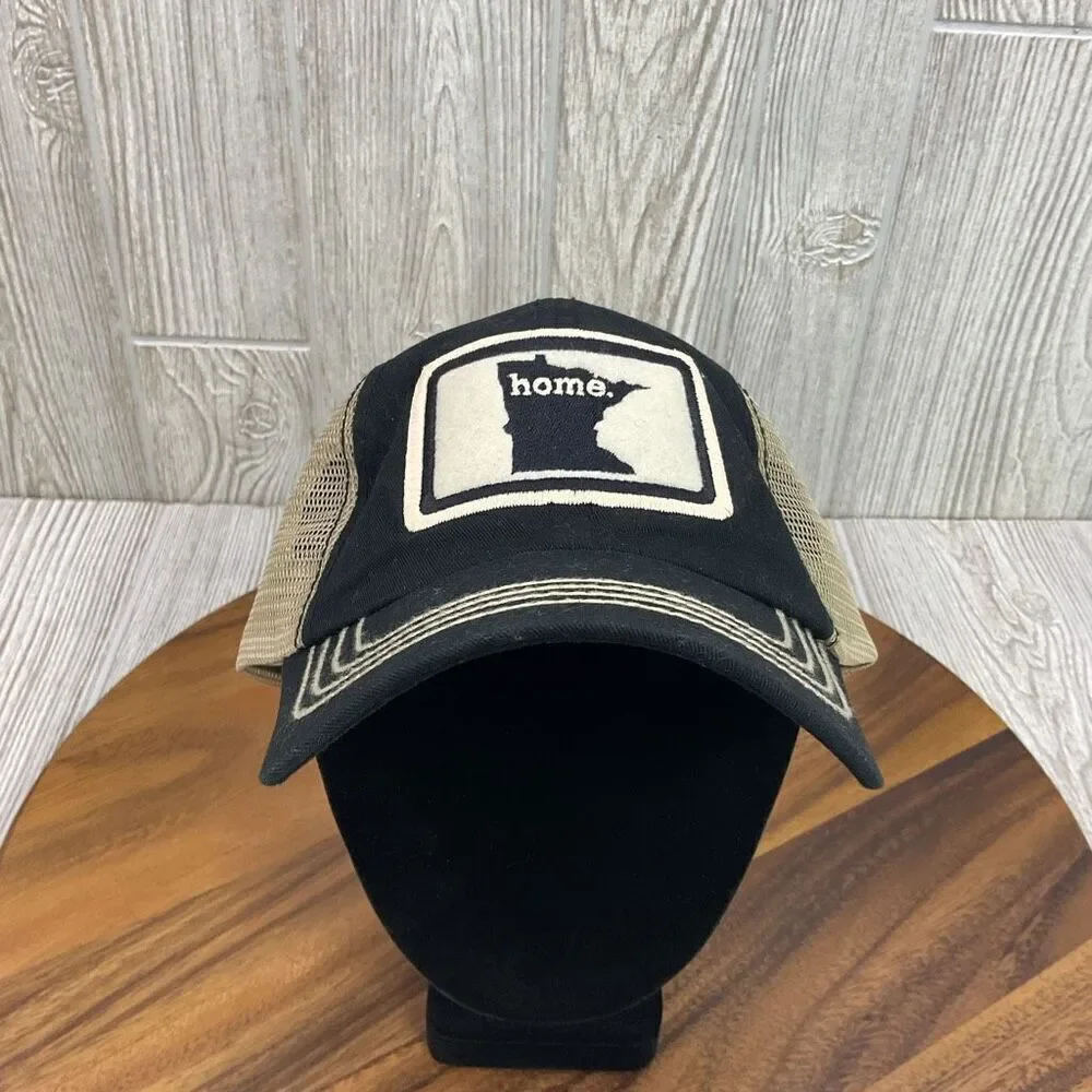Vintage Minnesota Home State Apparel Beige Black Logo Baseball Cap Hat OSFA - Picture 3 of 9